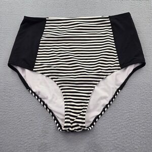 Athleta Swim Bottom Womens Large Multicolor Striped High Waisted Beach Wear